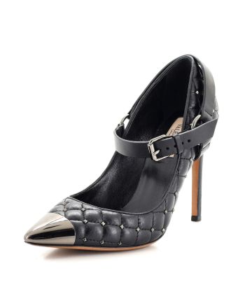 Women's Rockstud Spike Mary Jane Pumps Quilted Leather 105