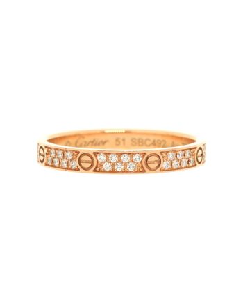 Love Wedding Band Pave Diamonds Ring 18K Rose Gold and Diamonds Small