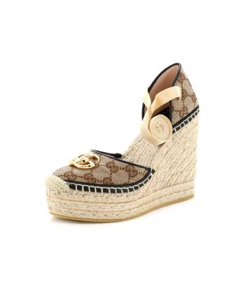 Women's GG Marmont Wedge Espadrilles Diagonal Quilted GG Canvas