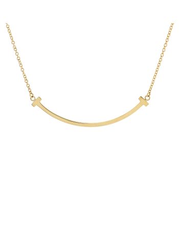 T Smile Pendant Necklace 18K Yellow Gold Small