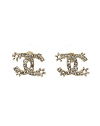 CC Stud Earrings Metal with Crystals