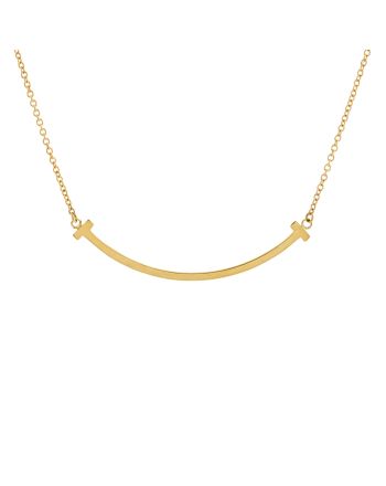 T Smile Pendant Necklace 18K Yellow Gold Small