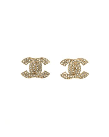 CC Stud Earrings Metal with Crystals