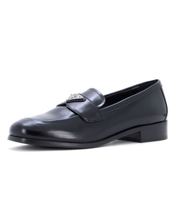 Women's Triangle Logo Loafers Spazzolato Leather