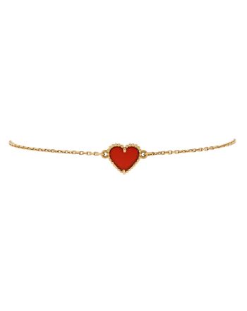 Sweet Alhambra Heart Bracelet 18K Yellow Gold and Carnelian