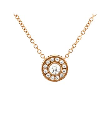 Circlet Pendant Necklace 18K Rose Gold with Diamonds Mini