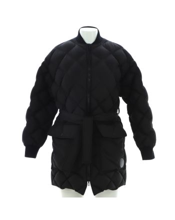 Women's Belted Puffer Coat Quilted Polyester with Down