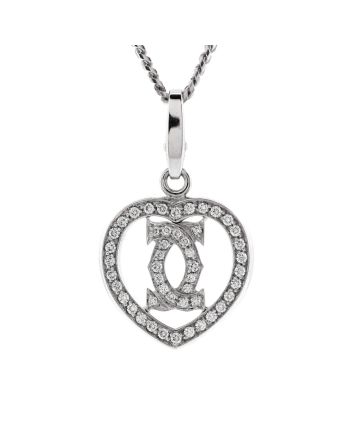 2C Heart Necklace 18K White Gold with Diamonds