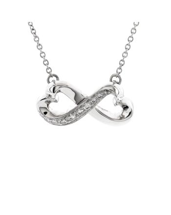 Paloma Picasso Double Loving Heart Pendant Necklace 18K White Gold with Diamonds