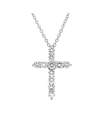 Cross Pendant Necklace Platinum and Diamonds Small