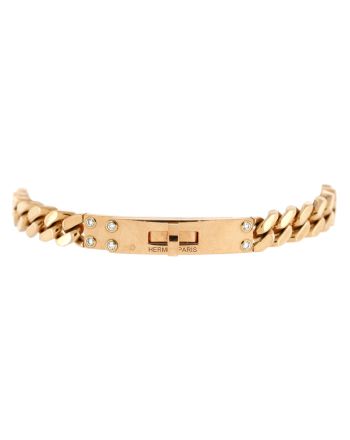 Kelly Gourmette Bracelet 18K Rose Gold with Diamonds Very Small