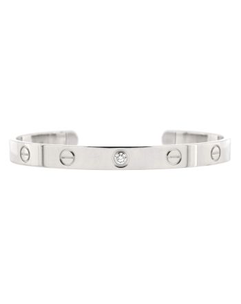 Love 1 Diamond Cuff Bracelet 18K White Gold with Diamond