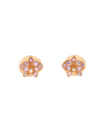 Caresse D'Orchidees Stud Earrings 18K Rose Gold with Pink Sapphires and Diamonds Small