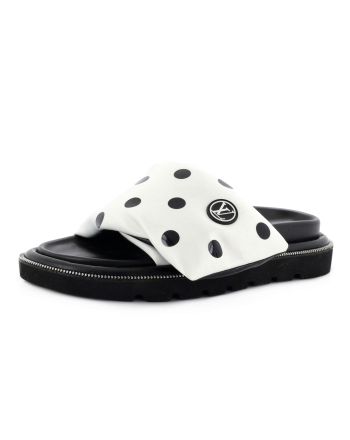 Women's Pool Pillow Comfort Mule Sandals Polka Dot Print Satin