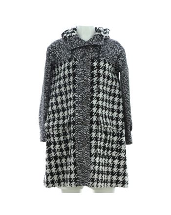 Women's Houndstooth Hooded Oversized Coat Tweed