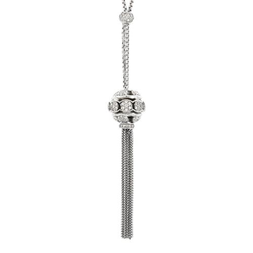 Tapestry Tassel Pendant Necklace Sterling Silver with Pave Diamonds