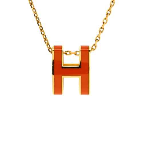 Pop H Pendant Chain Necklace Metal and Enamel