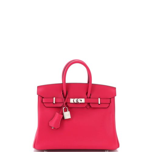 Birkin Handbag Framboise Swift with Palladium Hardware 25