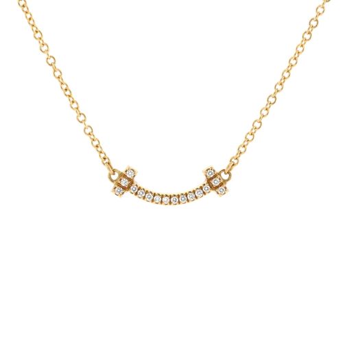 T Smile Pendant Necklace 18K Yellow Gold with Diamonds Mini