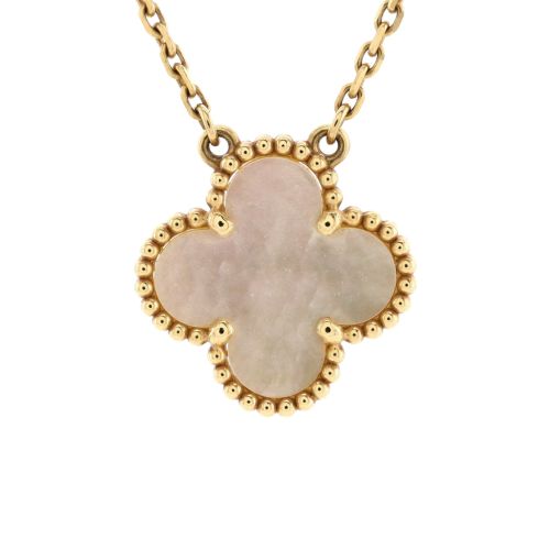 Vintage Alhambra Pendant Necklace 18K Yellow Gold and Mother of Pearl