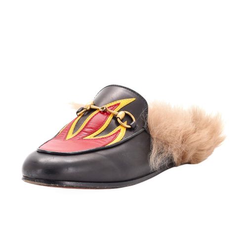 Women's Princetown Mules Leather with Fur