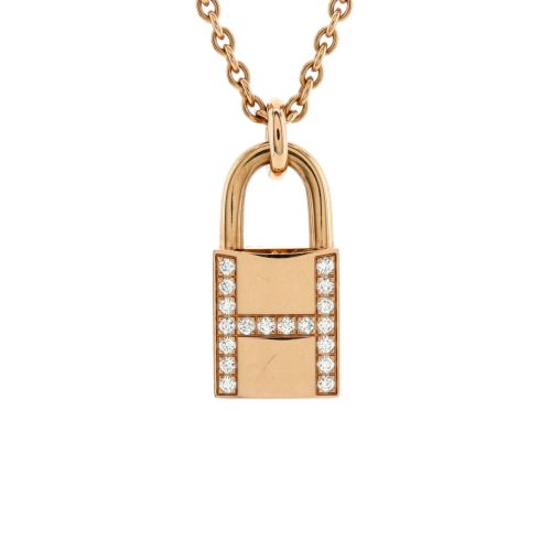 Amulettes Cadenas Pendant Necklace 18K Rose Gold with Diamonds