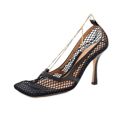 Women's Stretch Chain Pumps Mesh with Leather