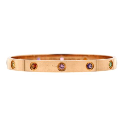 Love 10 Stone Bracelet 18K Rose Gold with Garnet, Amethyst and Sapphire