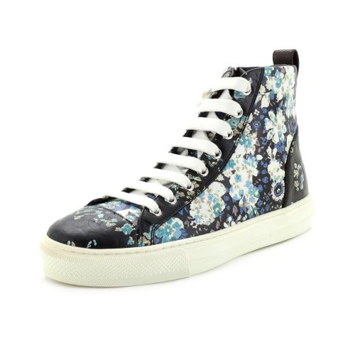 Women's Zip Up Sneaker Boots Floral Printed Leather