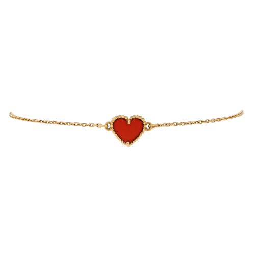 Sweet Alhambra Heart Bracelet 18K Yellow Gold and Carnelian