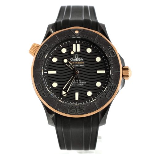 Seamaster Professional Diver 300M Co-Axial Master Chronometer Automatic Watch Ceramic and Sedna Gold with Rubber 44