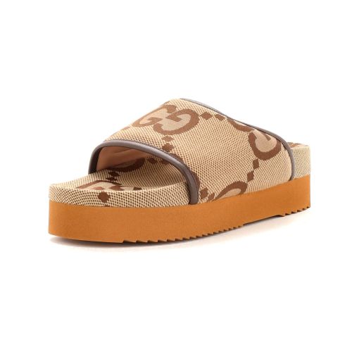 Women's Platform Slide Sandals Jumbo GG Canvas