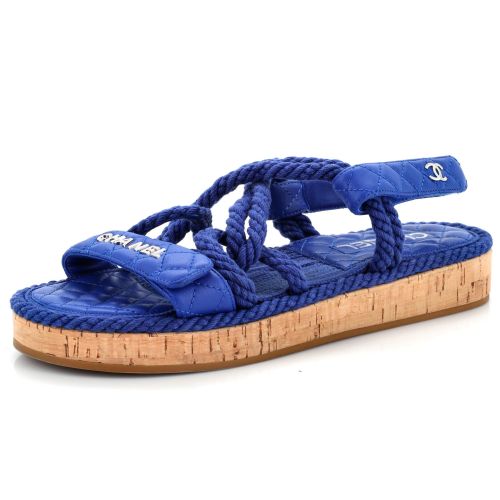 Women's Cord Velcro Dad Sandals Quilted Leather and Cork