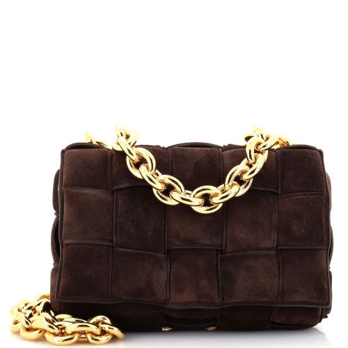 Cassette Chain Crossbody Bag Padded Maxi Intrecciato Suede