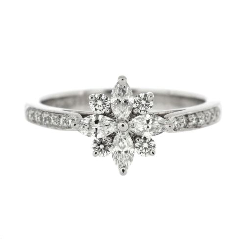 Victoria Ring Platinum with Four Marquise Diamonds and Round Diamonds