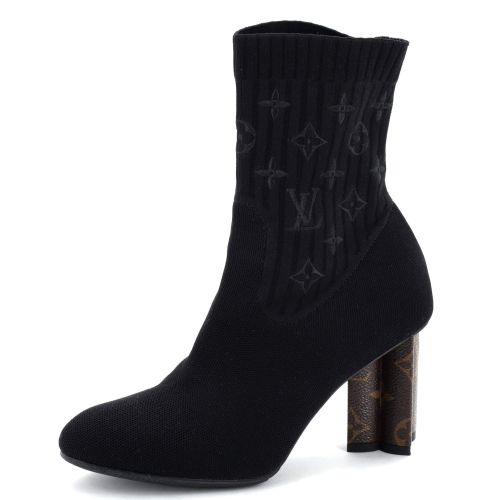 Women's Silhouette Ankle Boots Monogram Knit Fabric