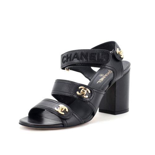 Women's Turnlock CC Logo Heeled Sandals Leather