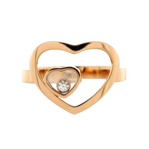 Happy Diamonds Heart Ring 18K Rose Gold with 1 Floating Diamond