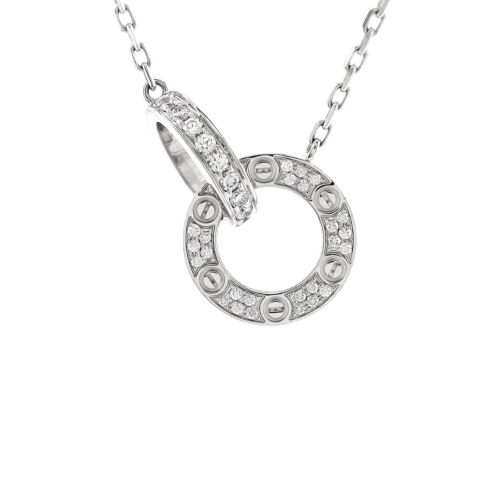 Love Interlocking Pave Necklace 18K White Gold and Diamonds