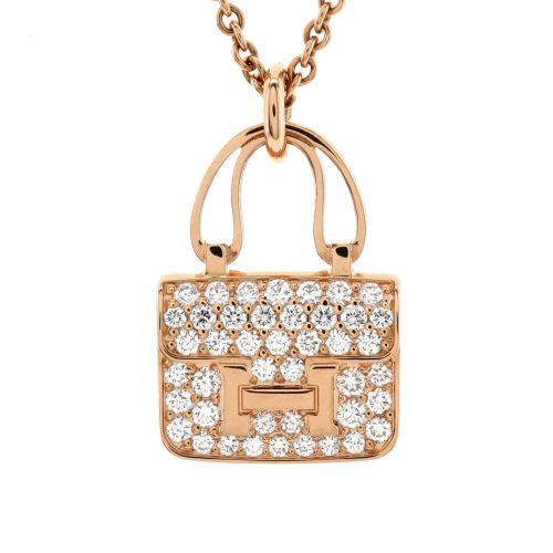 Amulettes Constance Pendant NM Necklace 18K Rose Gold and Diamonds